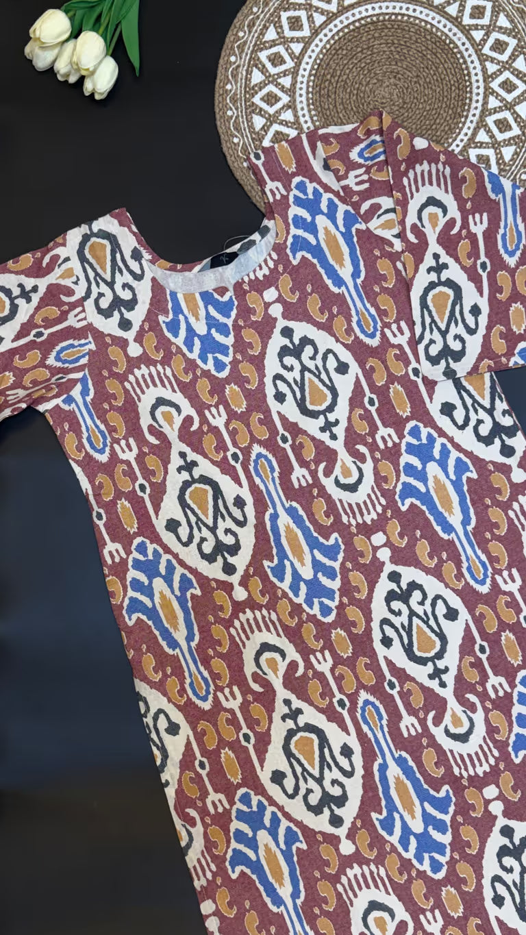 Rust Ikat Print Kurti