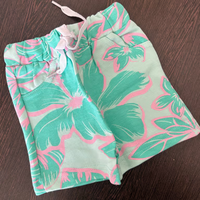 Mint Green Pastel Pink Tropical  Kid Unisex Short