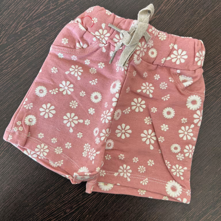 Muted Pink White Daisy Floral Kid Unisex Short