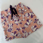 Peach Color Cartoon Print Kid Unisex Short