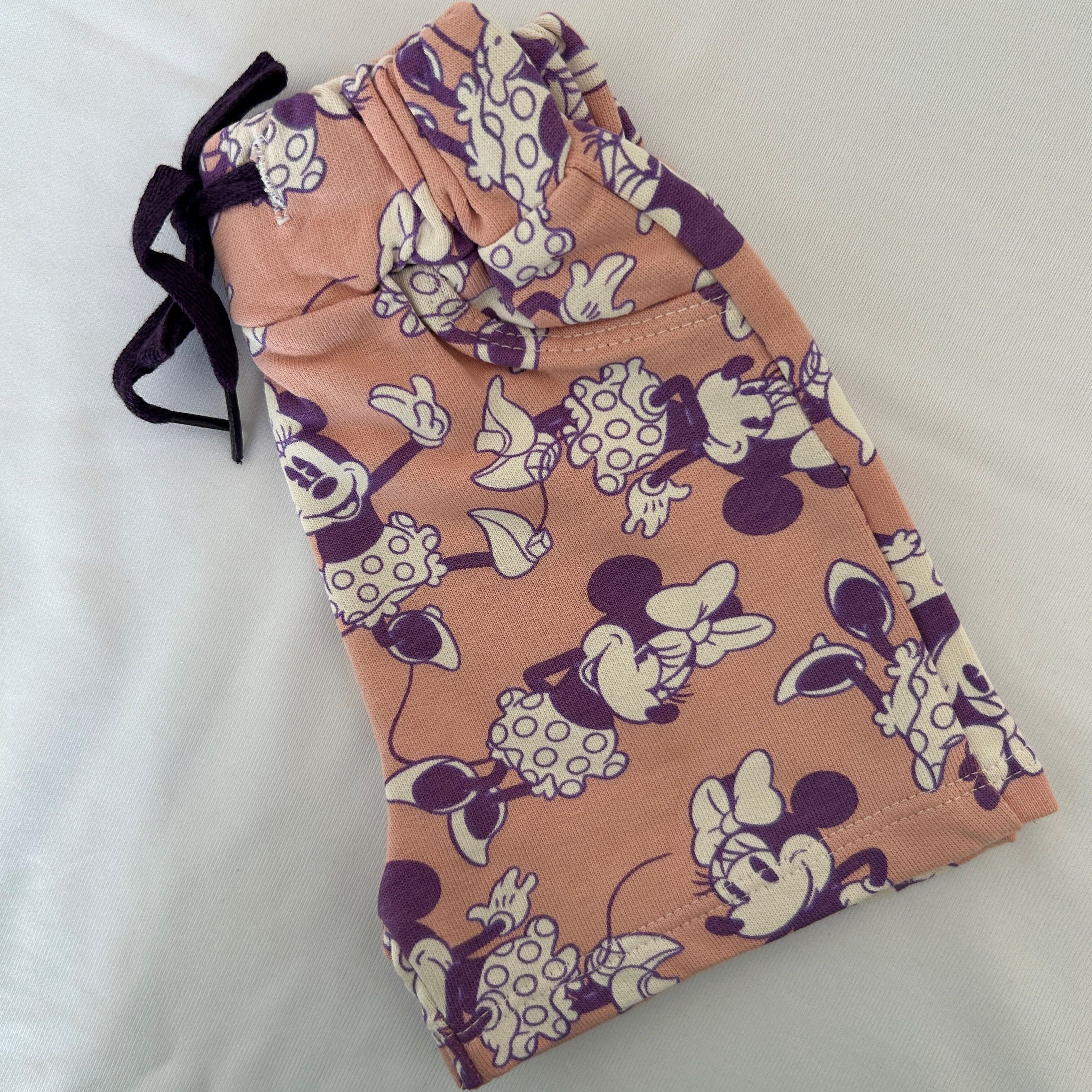 Peach Color Cartoon Print Kid Unisex Short