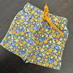 Light Blue Yellow Floral Print Kid Unisex Short