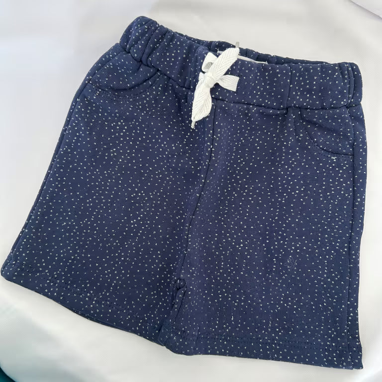 Navy Blue Polka Dots Print Kid Unisex Short