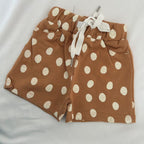 Earthy Brown Polka Dot Print Kid Unisex Short