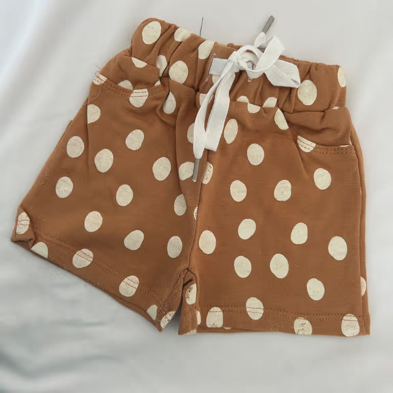 Earthy Brown Polka Dot Print Kid Unisex Short