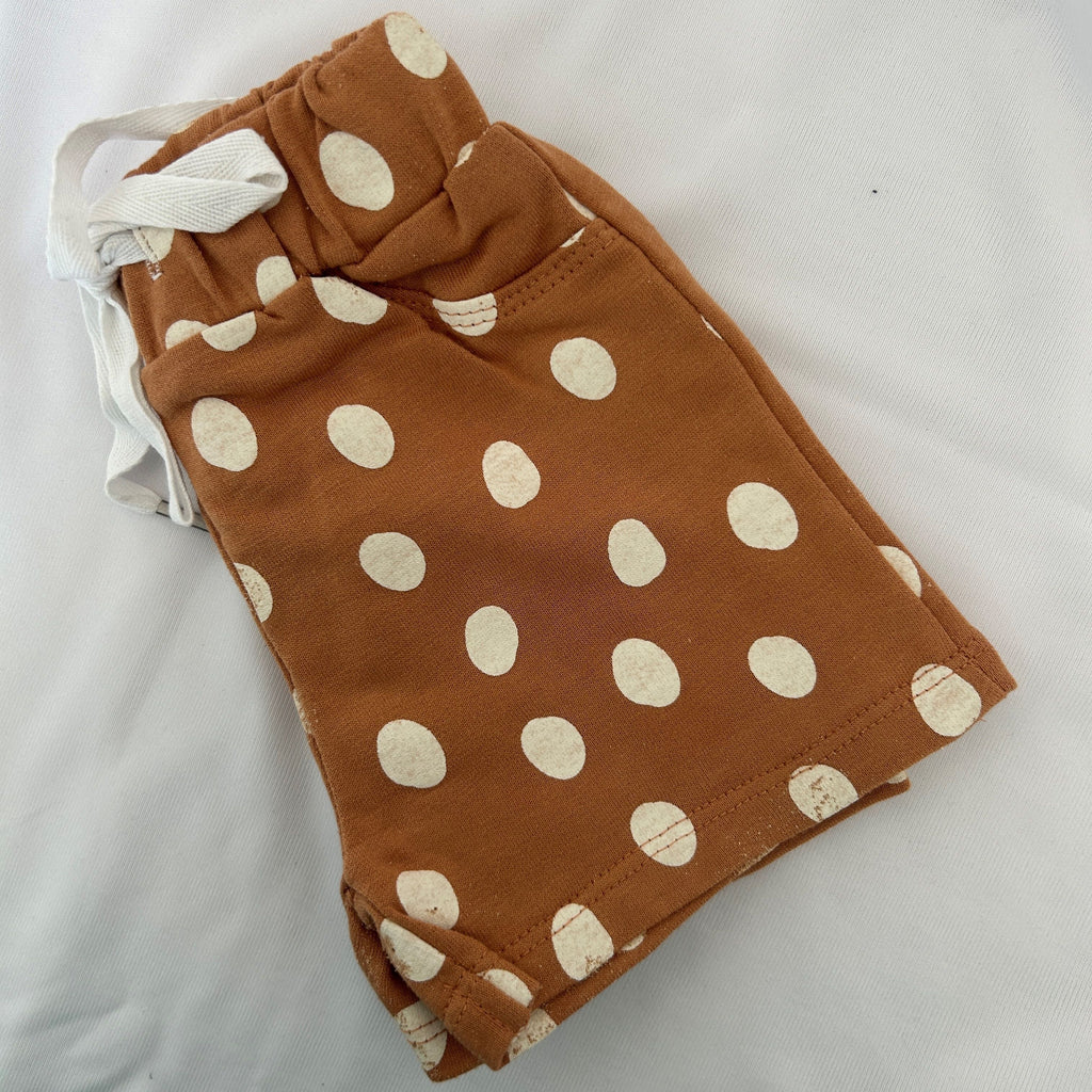 Earthy Brown Polka Dot Print Kid Unisex Short
