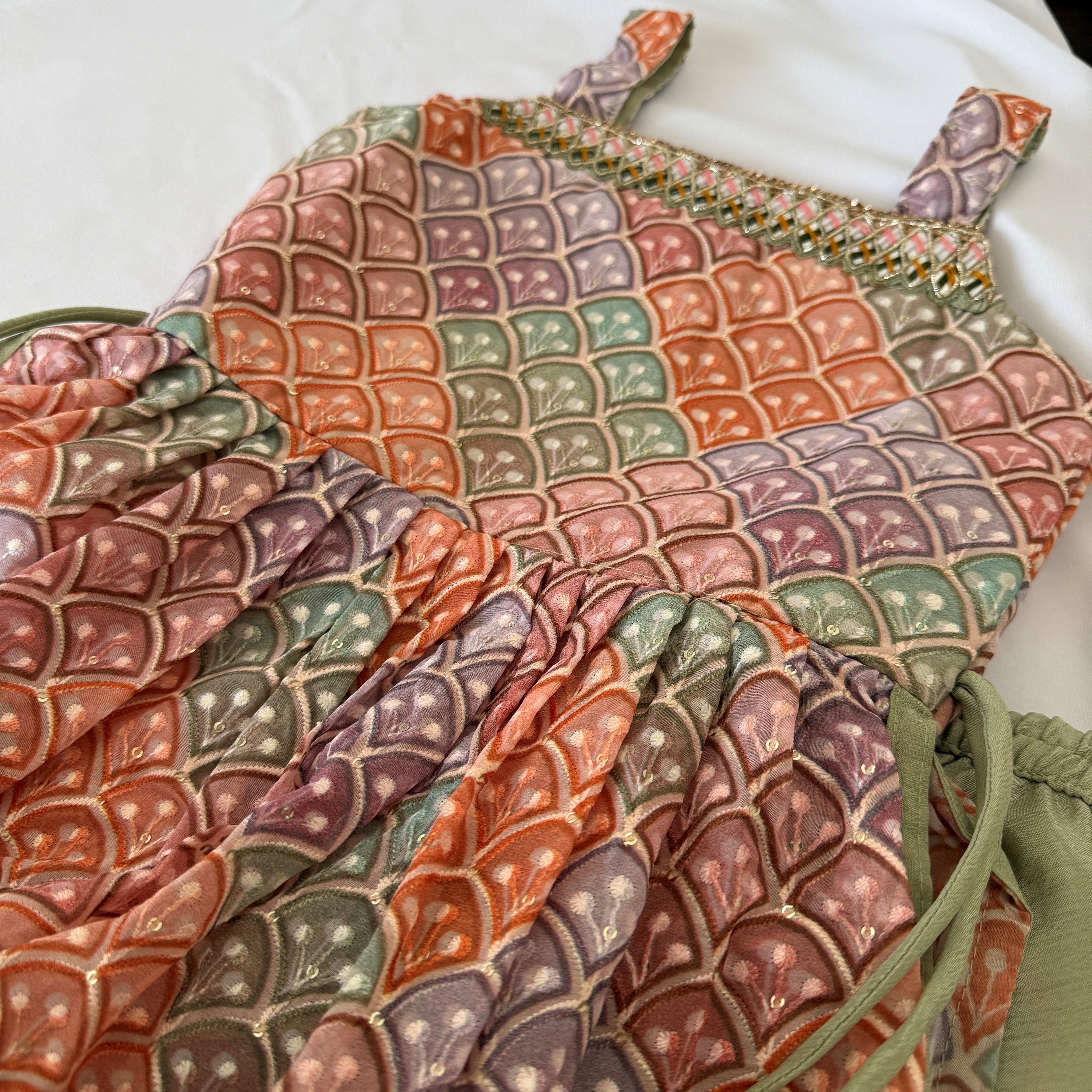 Pastel Shade Orange Green Purple Sharara Set