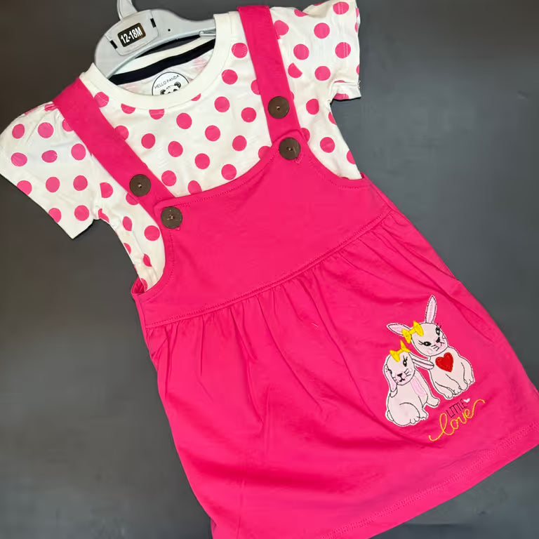 Pink Bunny Love Dungaree Dress
