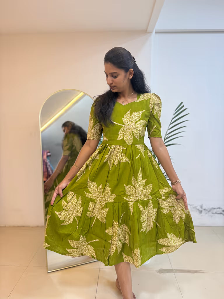 Olive Maple Print Maxi