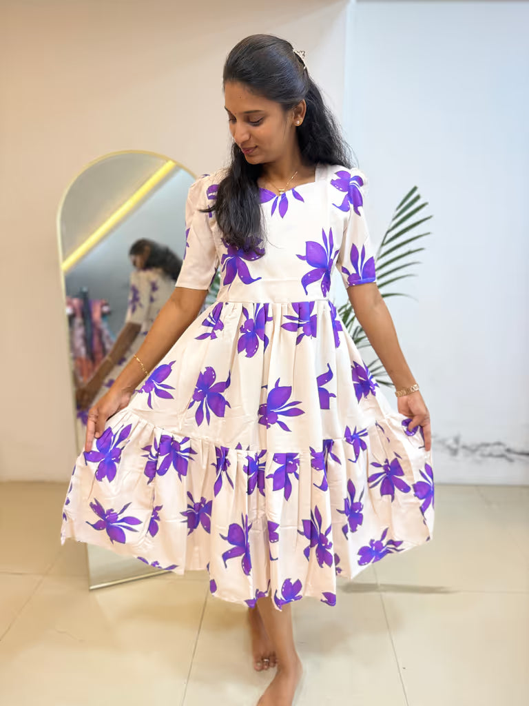 Ivory Violet Swing Maxi