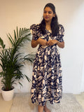 Black Abstract Puff Maxi