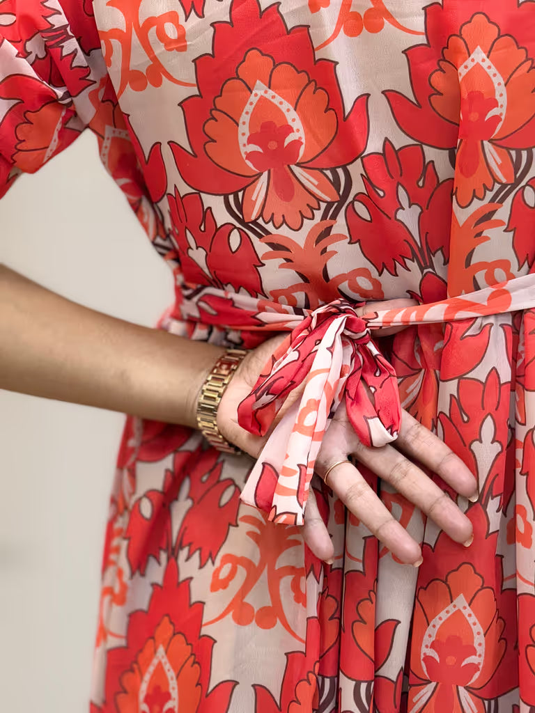 Coral Bloom Tiered Maxi