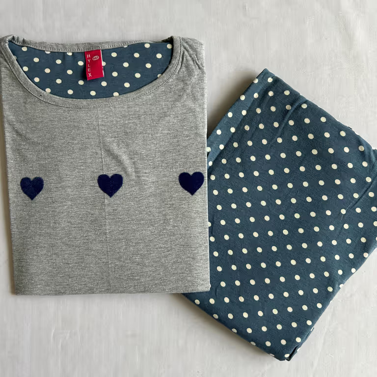 Grey And Teal Blue Night Wear