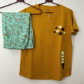 Mustard Yellow Cluster Print Night Wear
