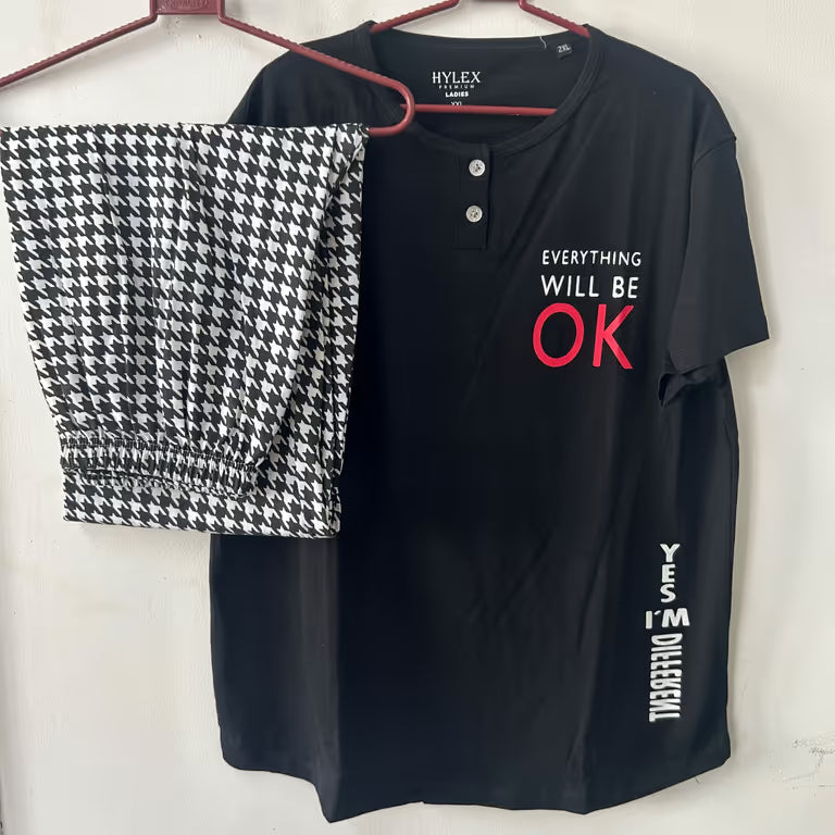 Black Placket Night Wear