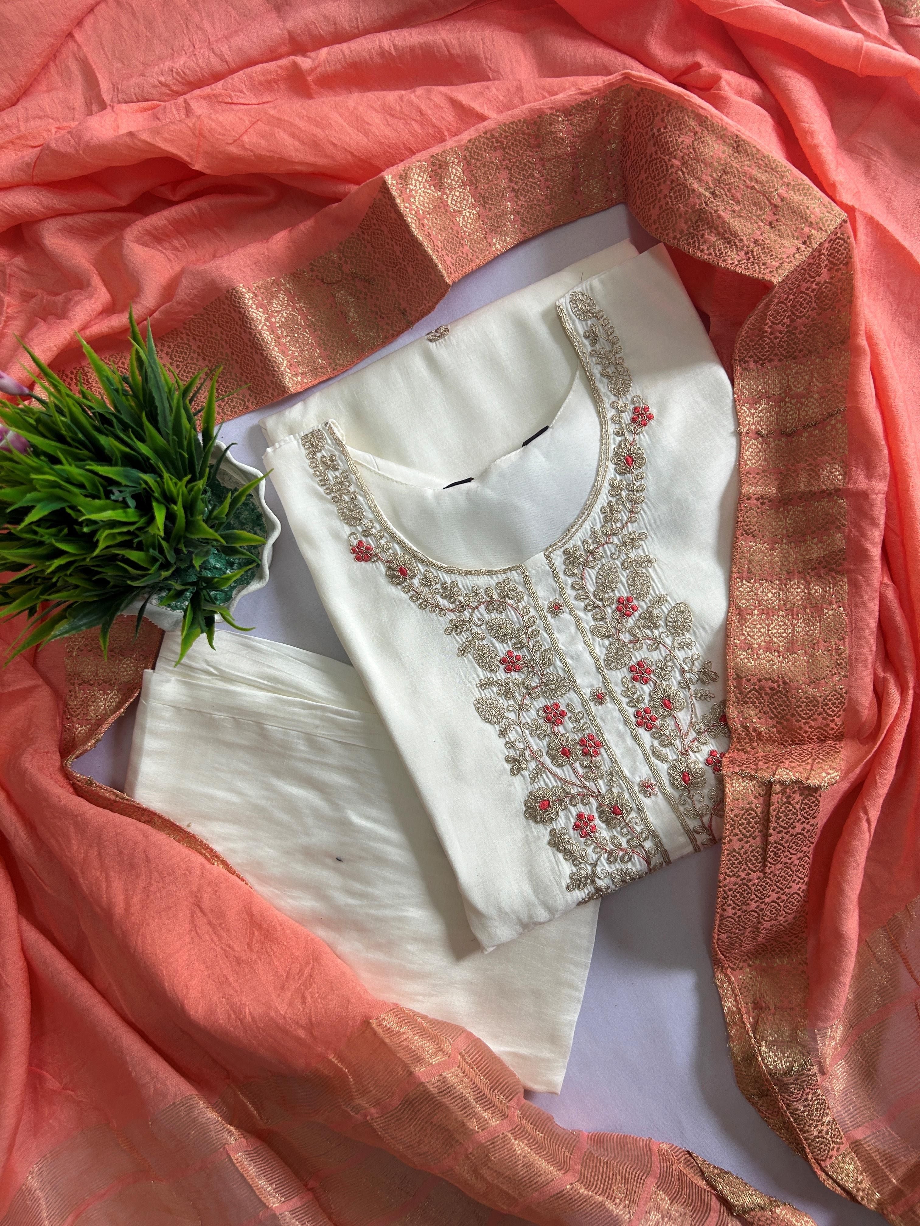 Ivory White Shade Kurti Set