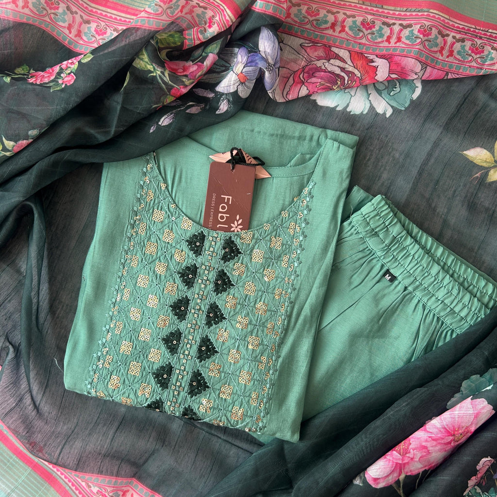 Sage Green Color Kurti Set