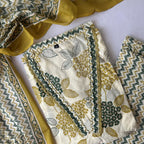 Off White Block print Kurti Set