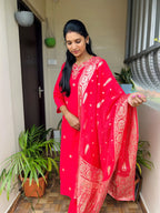 Vibrant Red Kurti Set