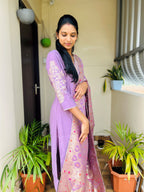 Mauve Color Golden Embroidery Kurti Set