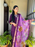 Rich Purple Embroidery Kurti Set