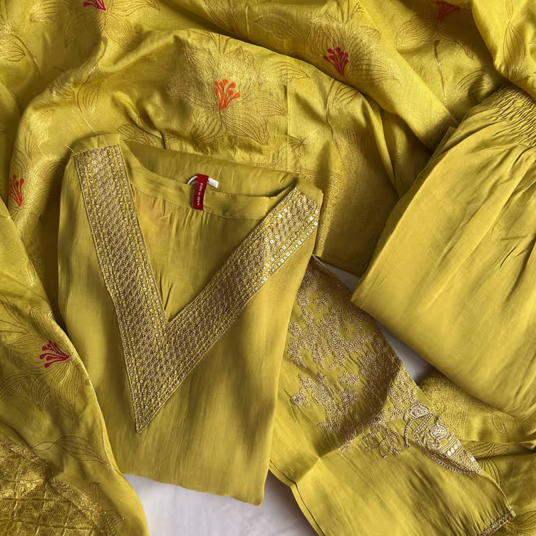 Bright Mustard Yellow Kurti Set
