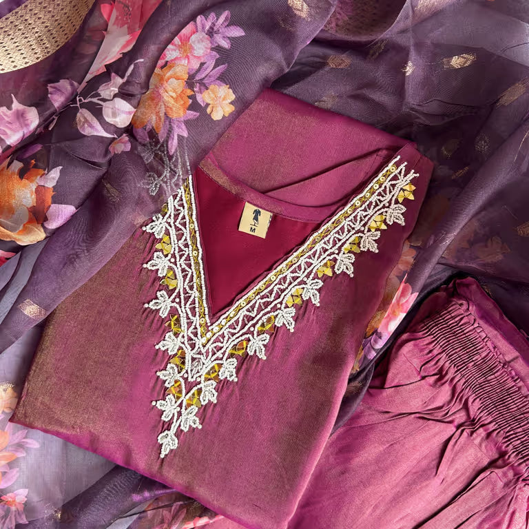 Deep Maroon Colored Kurti Set