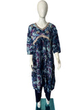 Blue  Purple Mixed Flower Print Kurti Set