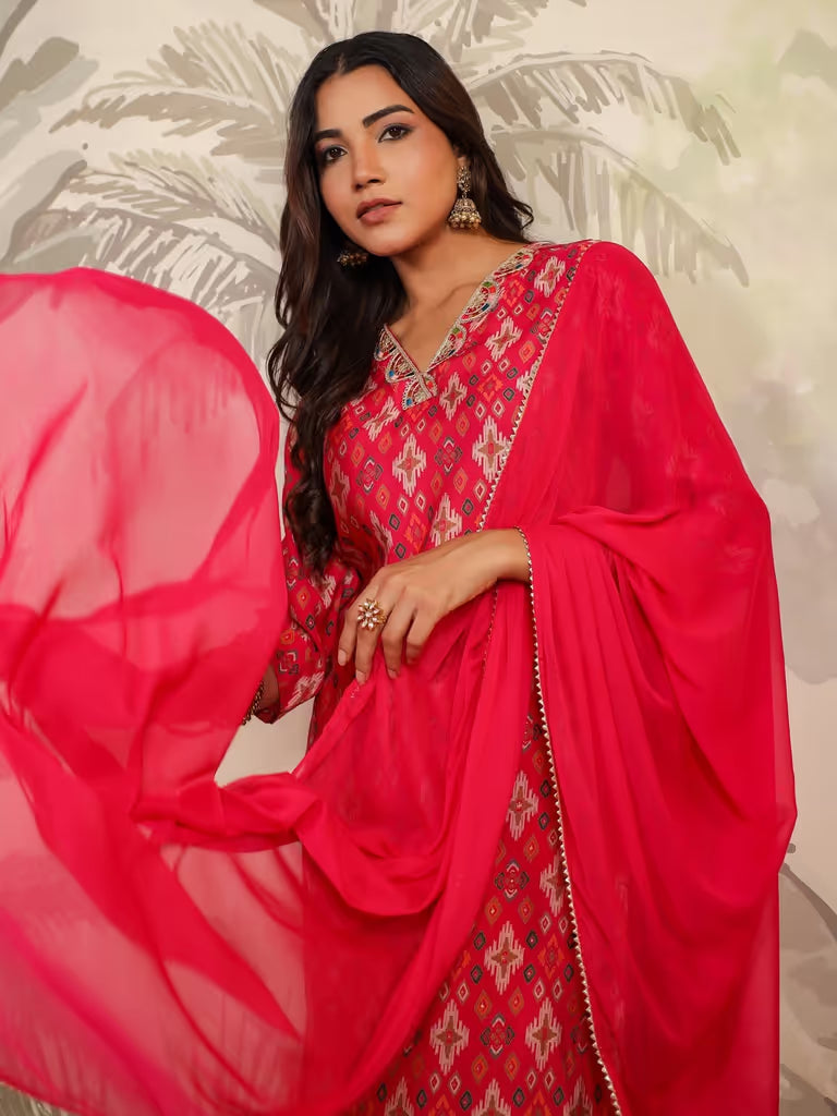 Bold Pink Shade Charm Kurti Set