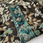 Deep Black Soft Floral Print Kurti Set