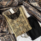 Black Golden Mirror Work Umbrella Kurti Set