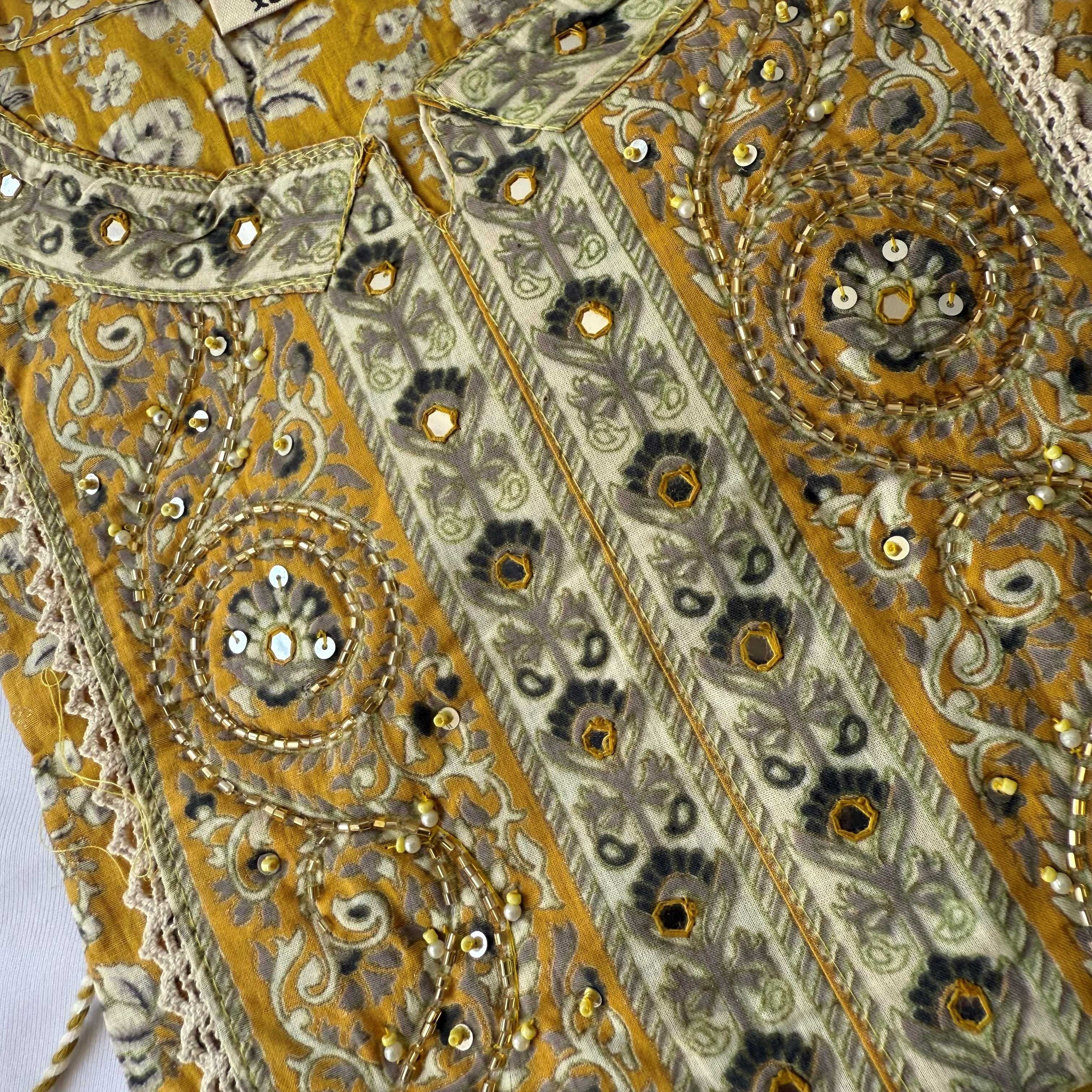 Mustard Yellow Side Tie Up Kurti Set