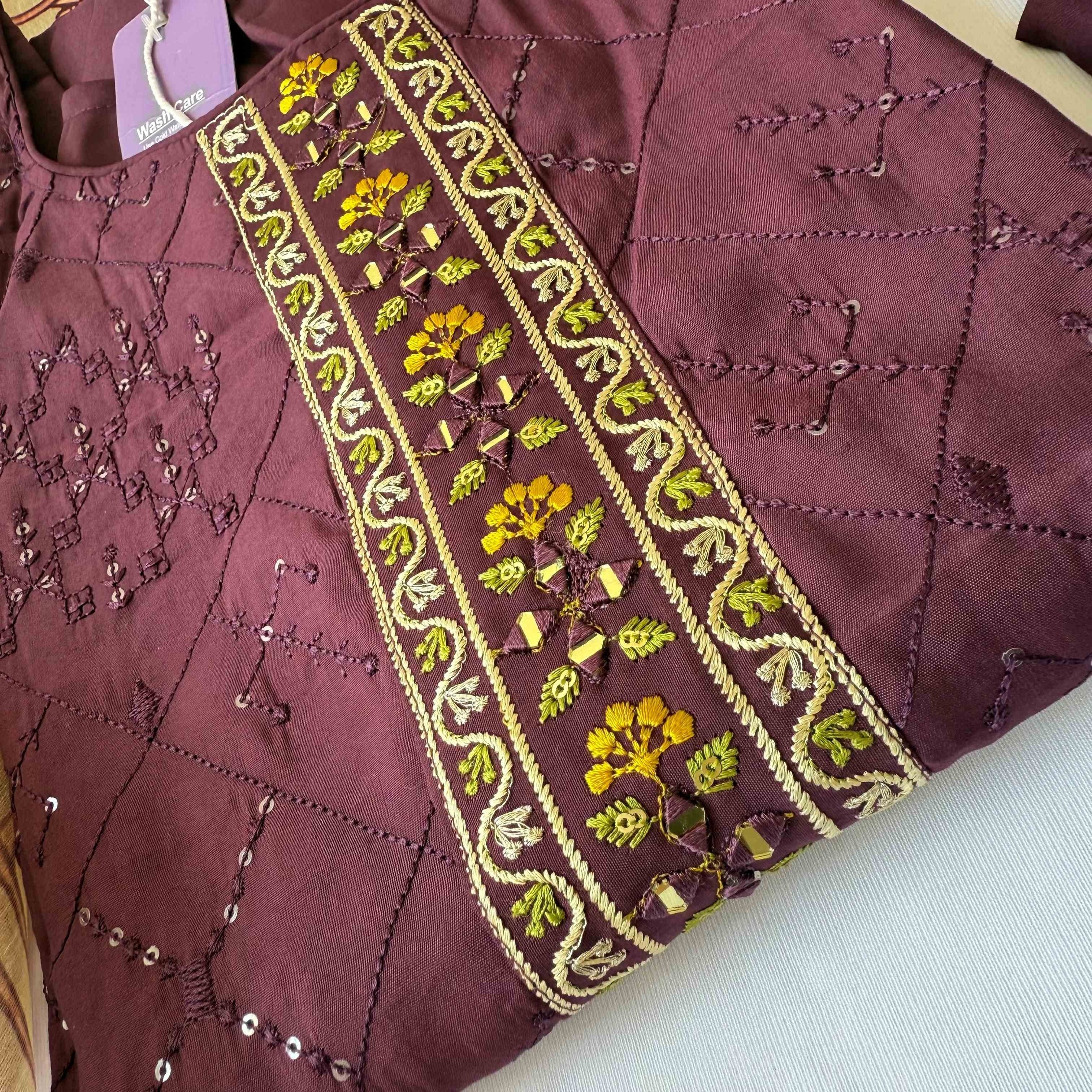 Plum Colour Kurti Set
