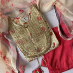 Light Cream Base Anarkali Kurti Set