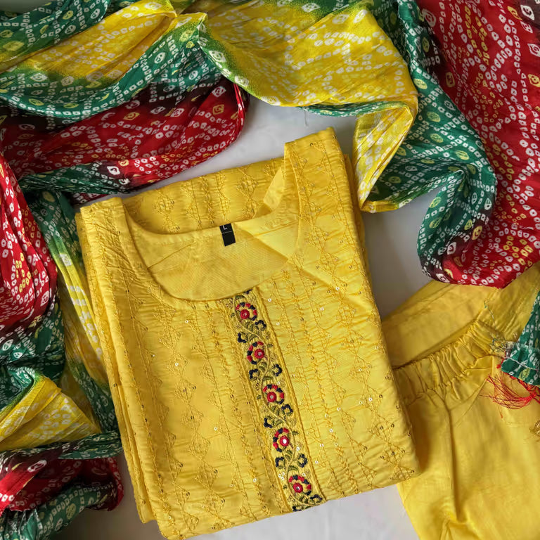 Lemon Yellow Shade Kurti Set