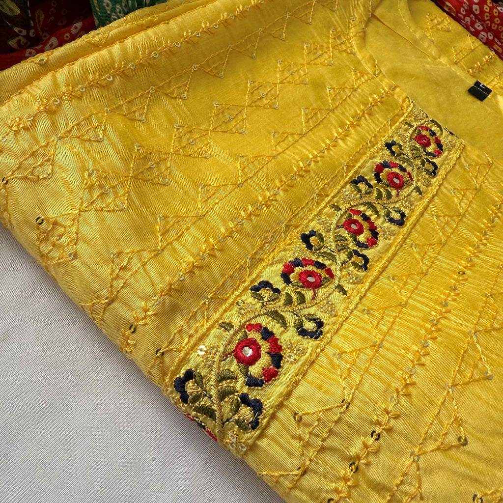 Lemon Yellow Shade Kurti Set