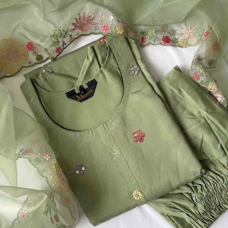 Olive Green Kurti Set