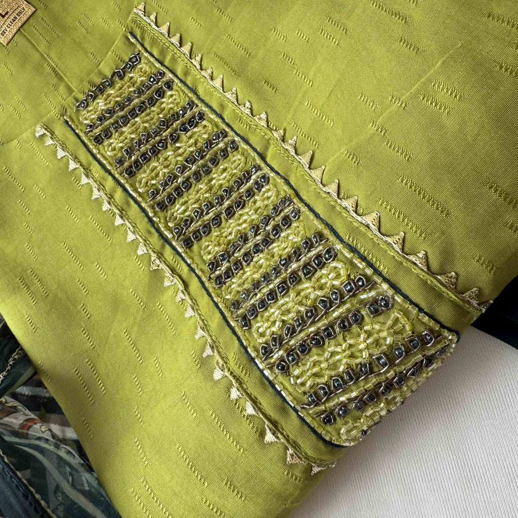 Olive Green Subtle woven Pattern Kurti Set