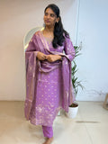 Lavender Floral Woven Salwar Set