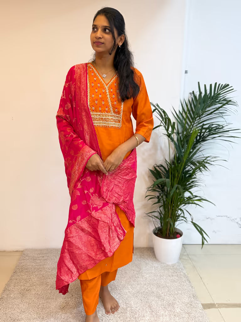 Sunset Orange Salwar Set