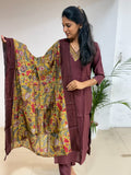 Maroon VNeck Salwar Set