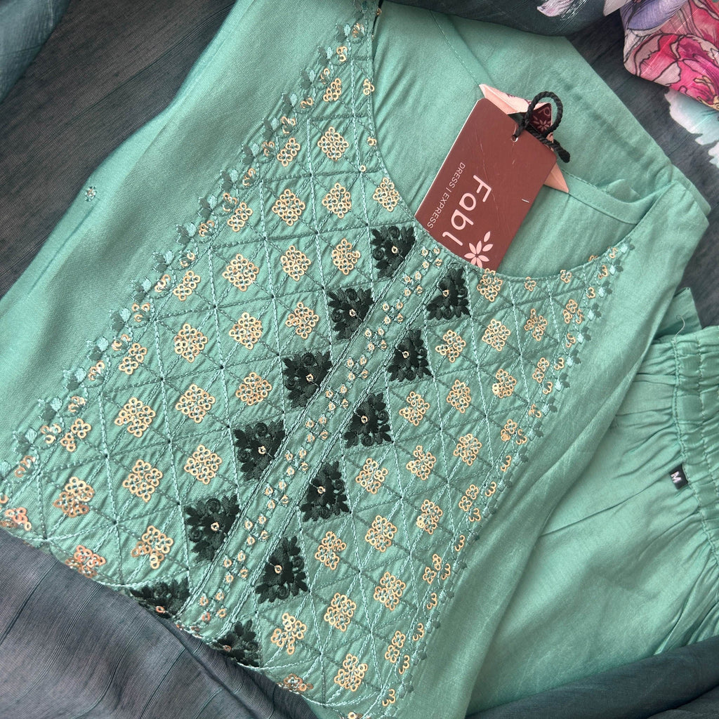 Sage Green Color Kurti Set