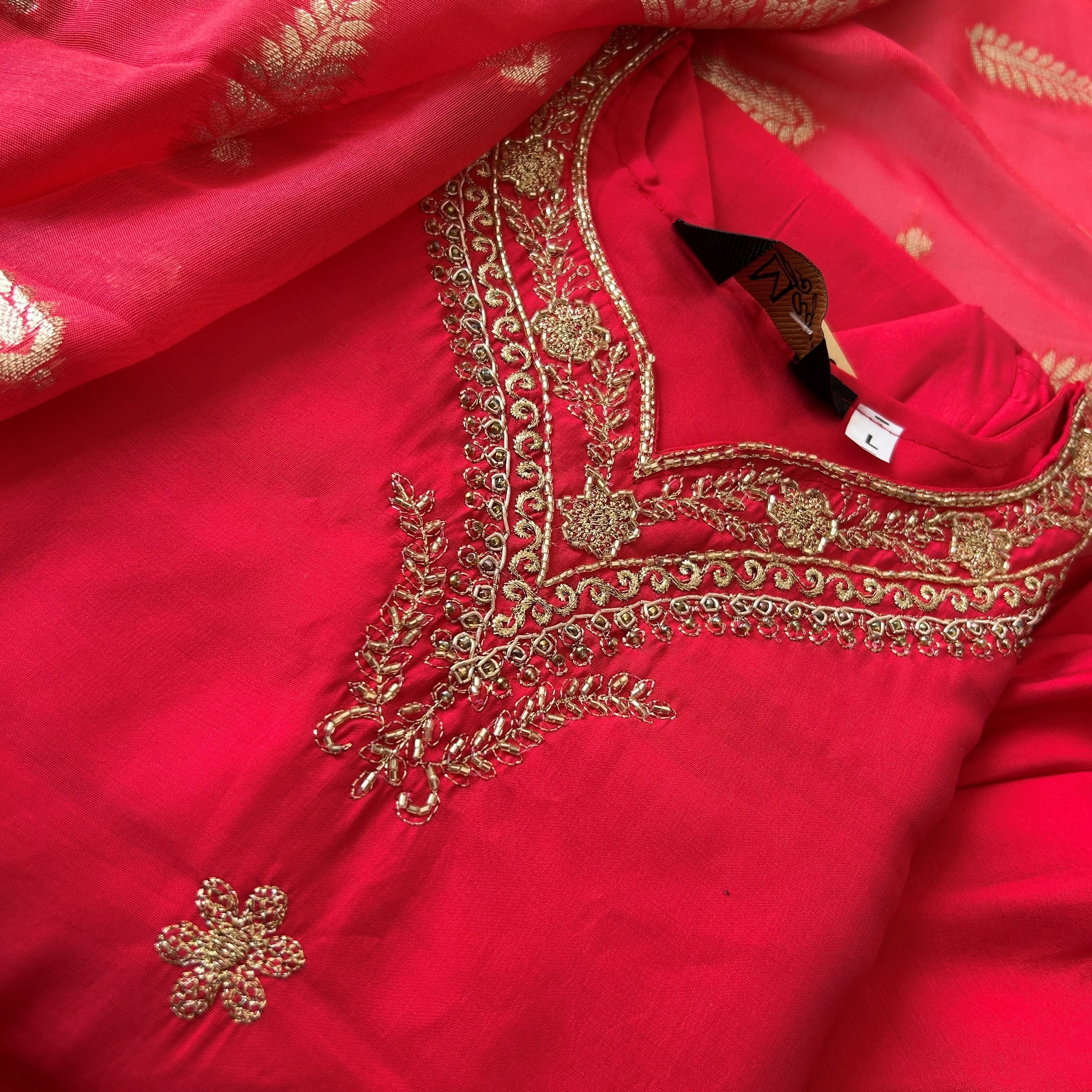 Vibrant Red Kurti Set