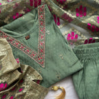 Soft Green Embroidery Kurti Set