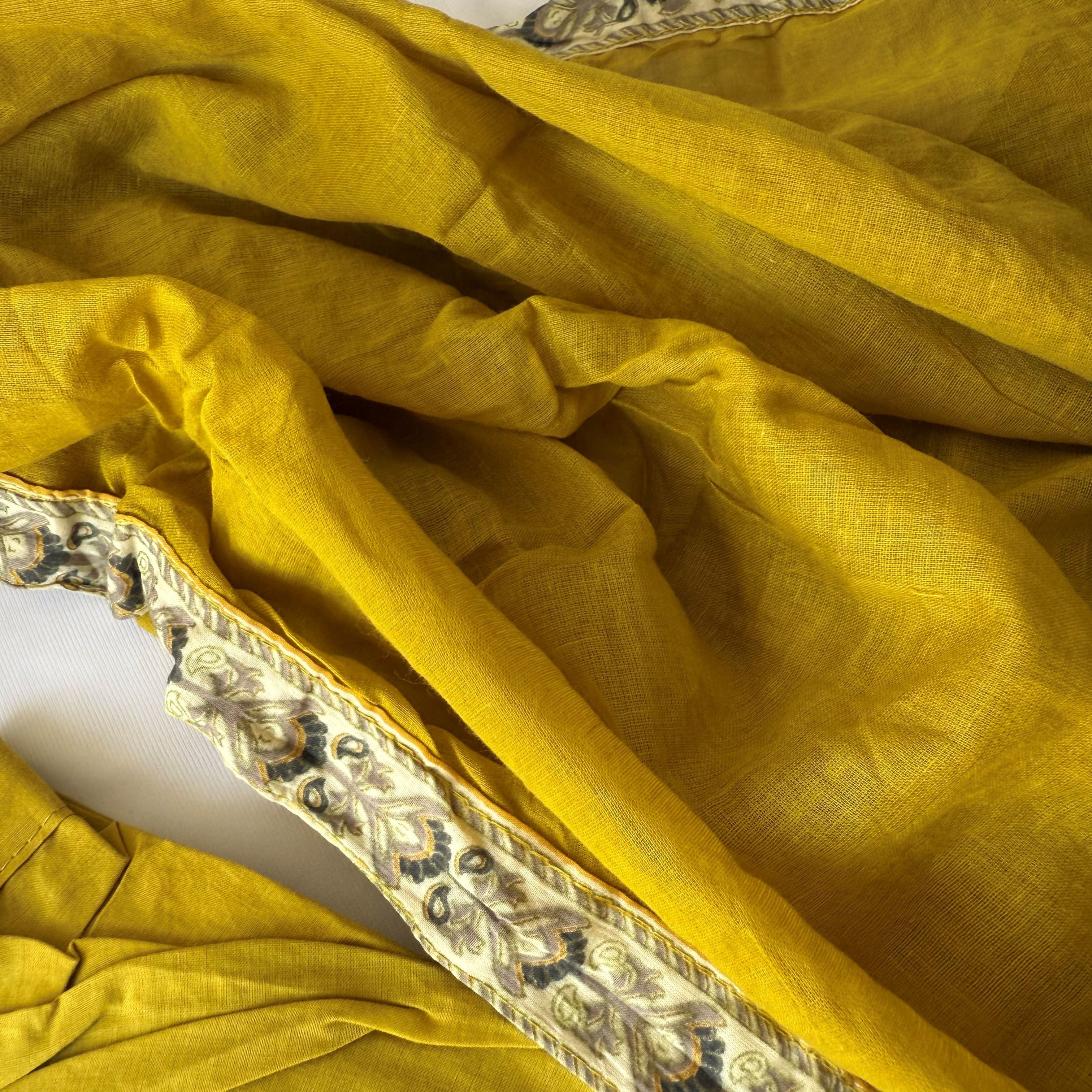 Mustard Yellow Side Tie Up Kurti Set