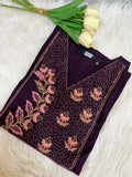 Dark Purple Embroidered Kurti - 3131