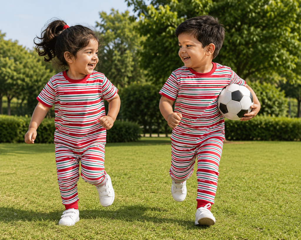 Red Striped Unisex Co-ord Set - 3332