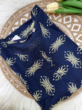 Navy Blue Printed Kurti - 3174