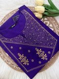 Royal Purple Embroidered Kurti - 3135