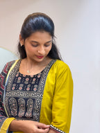 Mustard Dabu Cotton Salwar Set - 3463